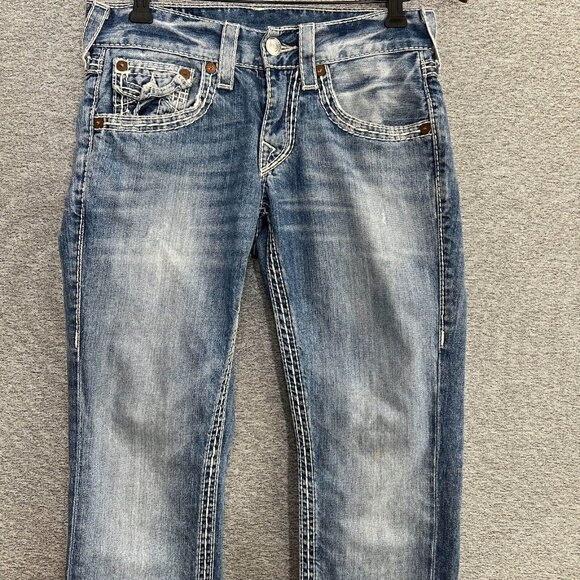 True Religion Jeans Women 27 Blue Light Wash 100% Cotton Low Rise USA Western - Picture 4 of 16